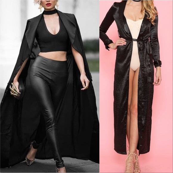 . Tops - CHIC BLACK SATIN DUSTER